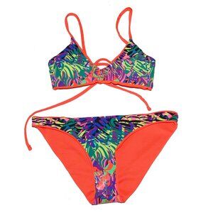 NWT Maaji Back Lattice Bikini Top & Bottom Reversible 2 Piece Set Medium M